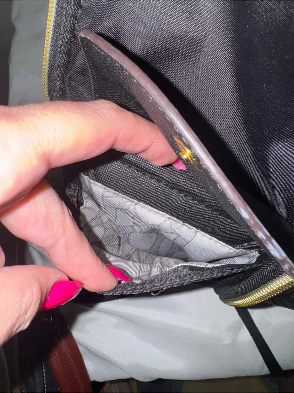 Aimee Kestenberg Black Nylon Backpack with Gold Zippers